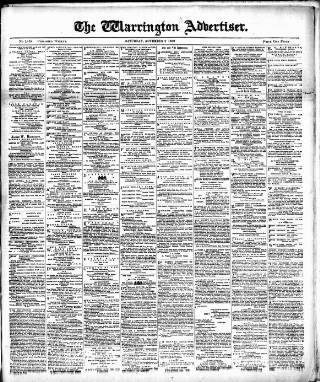 cover page of Warrington Advertiser published on November 2, 1889