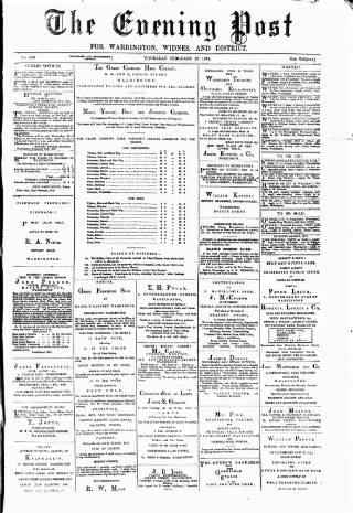 cover page of Warrington Evening Post published on February 27, 1879