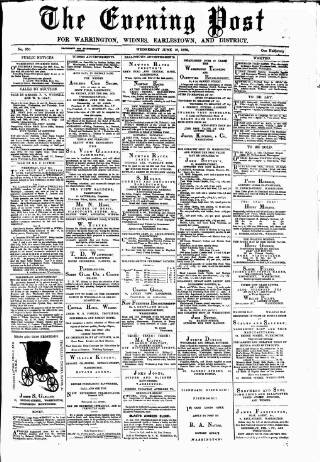 cover page of Warrington Evening Post published on June 18, 1879