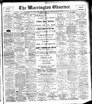 cover page of Warrington Observer published on November 2, 1889