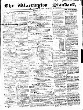 cover page of Warrington Standard and Lancashire and Cheshire Advertiser published on March 19, 1859