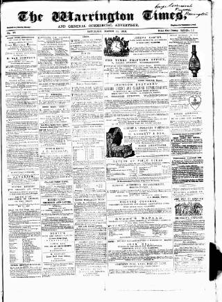 cover page of Warrington Times published on March 19, 1859