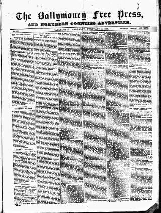 cover page of Ballymoney Free Press and Northern Counties Advertiser published on February 2, 1882