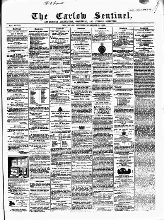 cover page of Carlow Sentinel published on September 17, 1859