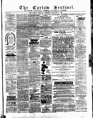 cover page of Carlow Sentinel published on February 2, 1884