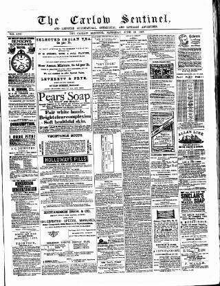 cover page of Carlow Sentinel published on June 18, 1887