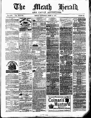 cover page of Meath Herald and Cavan Advertiser published on June 18, 1881