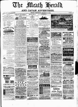 cover page of Meath Herald and Cavan Advertiser published on March 19, 1892