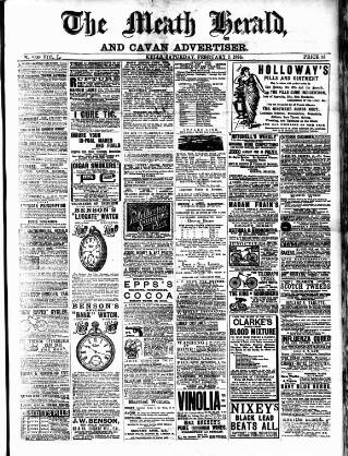 cover page of Meath Herald and Cavan Advertiser published on February 2, 1895