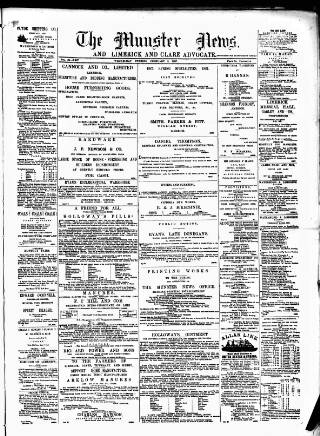 cover page of Munster News published on February 2, 1887