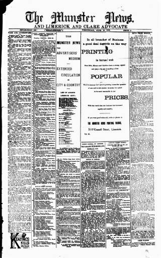 cover page of Munster News published on June 18, 1930