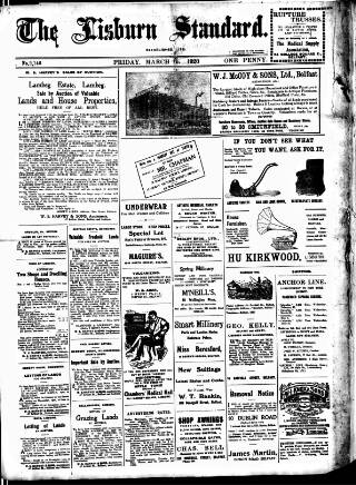 cover page of Lisburn Standard published on March 19, 1920