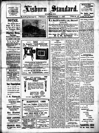 cover page of Lisburn Standard published on September 17, 1920