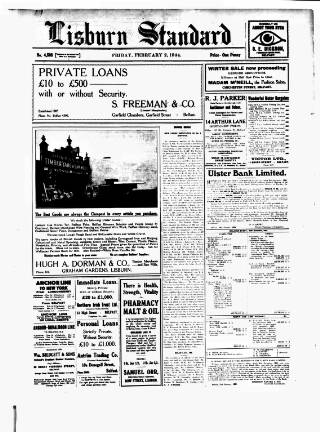 cover page of Lisburn Standard published on February 2, 1934