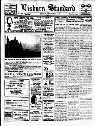cover page of Lisburn Standard published on November 2, 1934