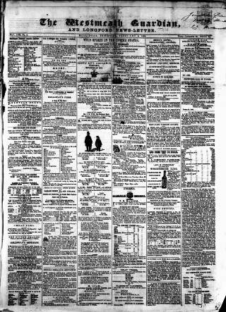 cover page of Westmeath Guardian and Longford News-Letter published on February 2, 1860