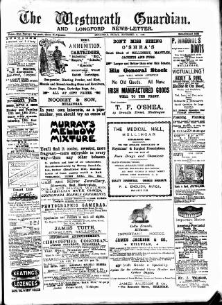 cover page of Westmeath Guardian and Longford News-Letter published on November 2, 1906