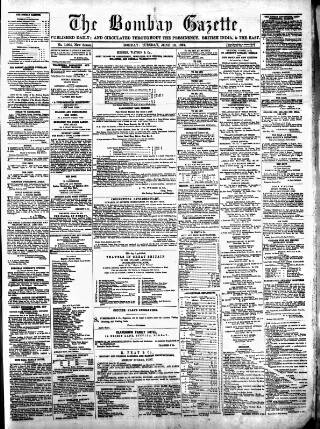 cover page of Bombay Gazette published on June 18, 1861