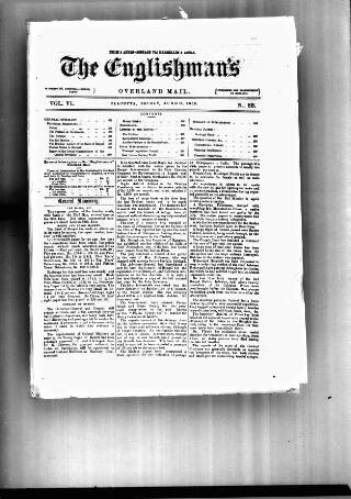 cover page of Englishman's Overland Mail published on June 18, 1869