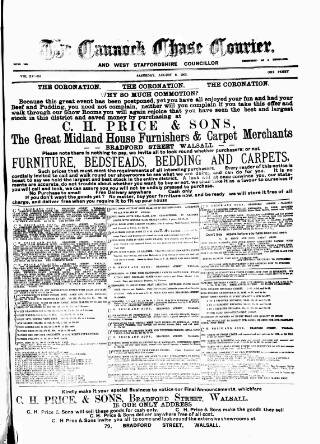 cover page of Cannock Chase Courier published on August 2, 1902