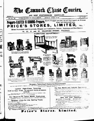 cover page of Cannock Chase Courier published on March 19, 1910