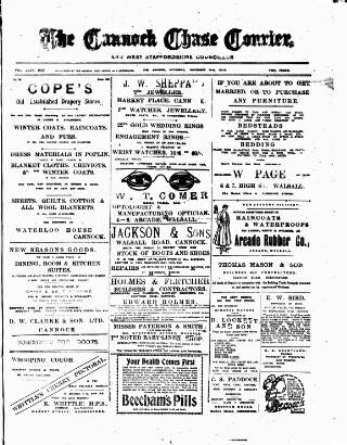 cover page of Cannock Chase Courier published on November 2, 1918