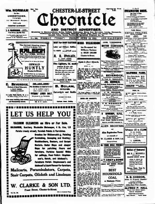 cover page of Chester-le-Street Chronicle and District Advertiser published on June 18, 1915