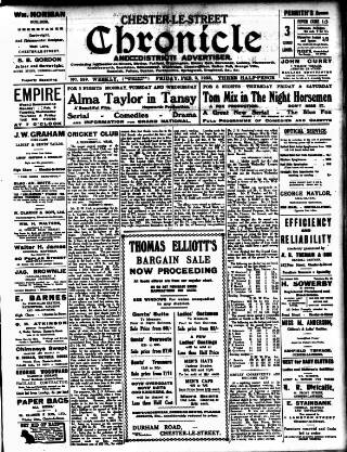 cover page of Chester-le-Street Chronicle and District Advertiser published on February 2, 1923