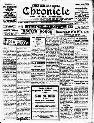 cover page of Chester-le-Street Chronicle and District Advertiser published on November 2, 1934