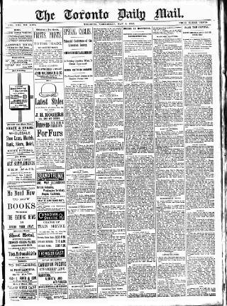cover page of Toronto Daily Mail published on May 4, 1892