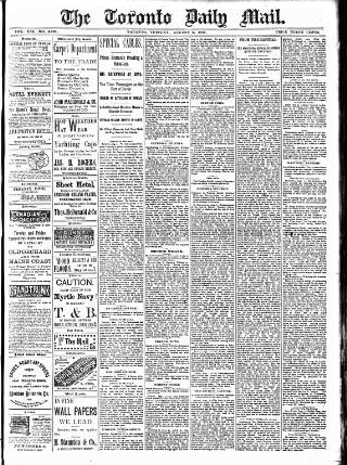 cover page of Toronto Daily Mail published on August 2, 1892