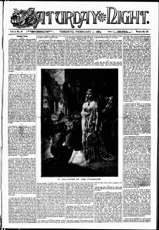 cover page of Toronto Saturday Night published on February 2, 1889
