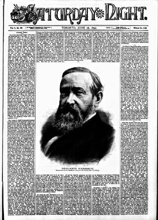 cover page of Toronto Saturday Night published on June 18, 1892