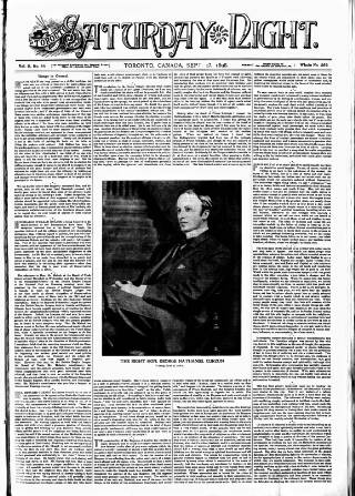 cover page of Toronto Saturday Night published on September 17, 1898