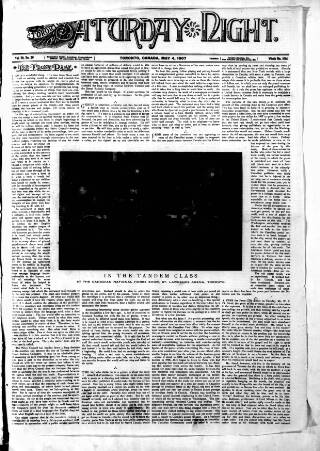 cover page of Toronto Saturday Night published on May 4, 1907