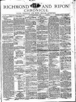 cover page of Richmond & Ripon Chronicle published on November 2, 1872