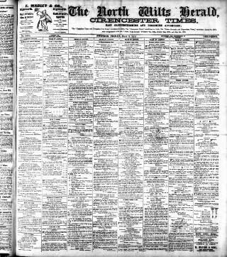 cover page of North Wilts Herald published on May 2, 1913