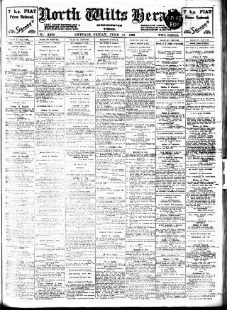 cover page of North Wilts Herald published on June 18, 1926
