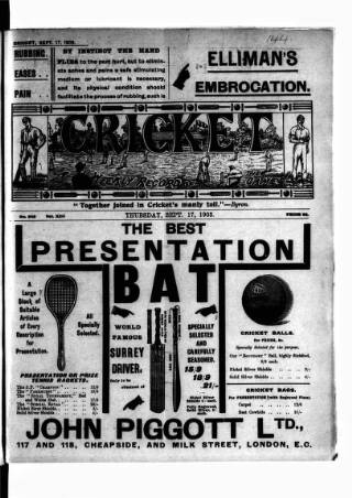 cover page of Cricket published on September 17, 1903