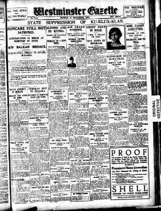 cover page of Westminster Gazette published on September 17, 1923