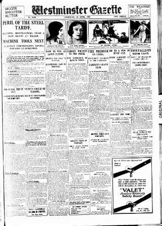 cover page of Westminster Gazette published on June 18, 1925