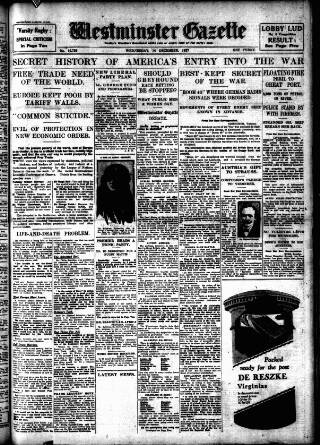 cover page of Westminster Gazette published on December 14, 1927