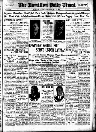 cover page of Hamilton Daily Times published on May 2, 1914