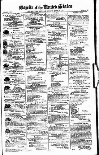 cover page of Gazette of the United States published on June 18, 1796