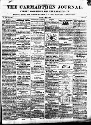 cover page of Carmarthen Journal published on March 19, 1841