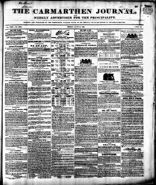 cover page of Carmarthen Journal published on June 18, 1841