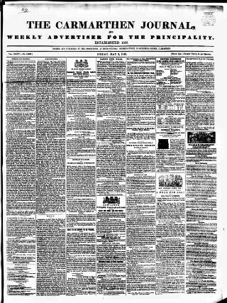 cover page of Carmarthen Journal published on May 2, 1845