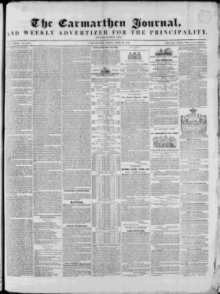 cover page of Carmarthen Journal published on June 18, 1847