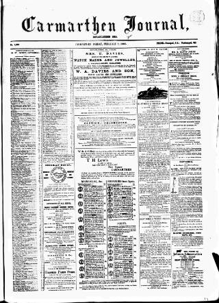 cover page of Carmarthen Journal published on February 2, 1866