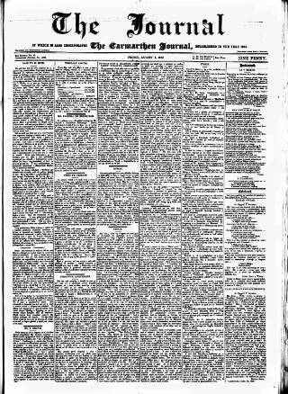 cover page of Carmarthen Journal published on August 2, 1889